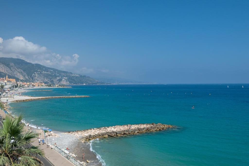 Le Panorama -Vue Exceptionnelle - Dernier Etage - Front De Mer Menton Bagian luar foto